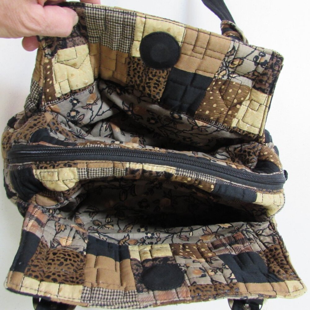 Donna Sharp Quilted Patchwork Purse - Browns - Ex… - image 8